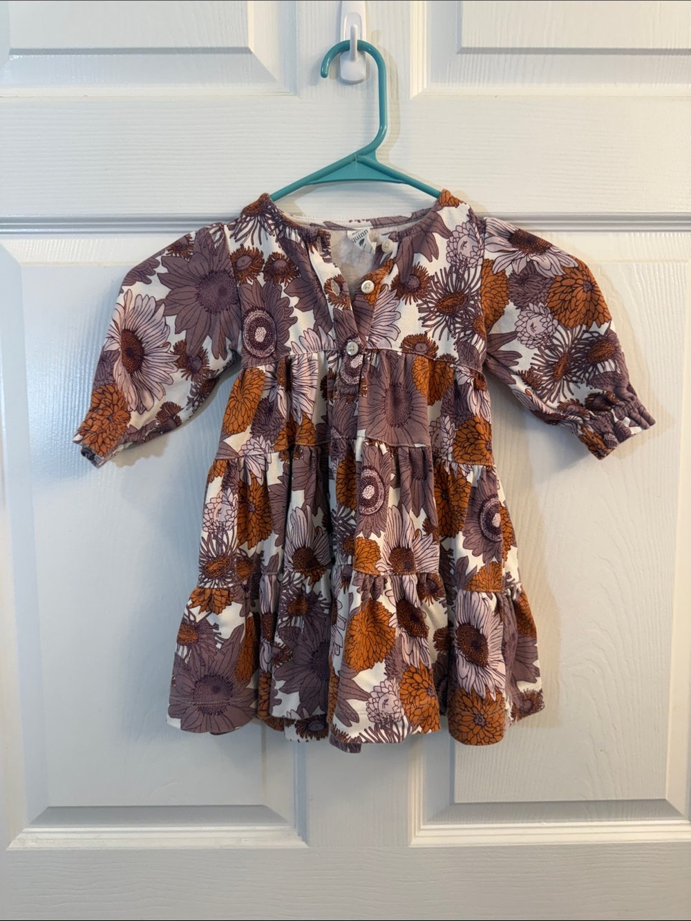 kate quinn Purple and Orange Floral Tiered Dress